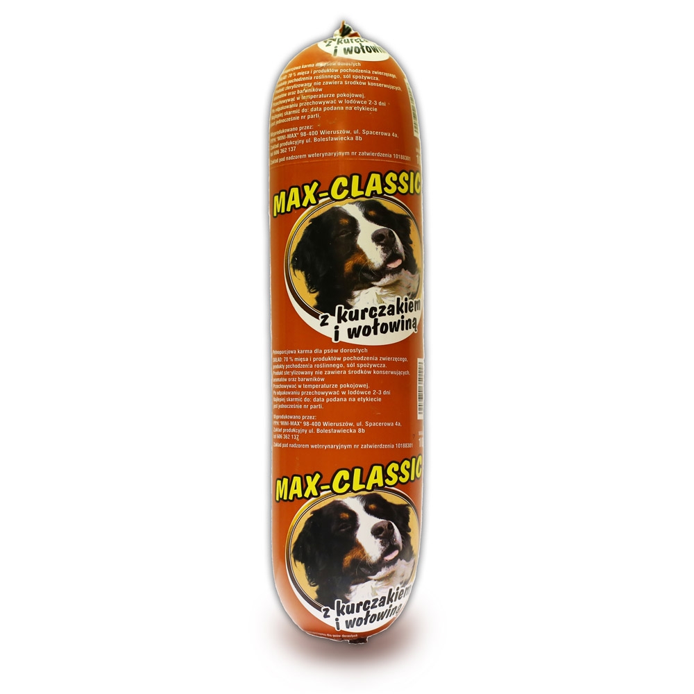 Baton Karma dla psa Max Classic z kurczakiem i wołowiną 70% Mięsa 1 kg