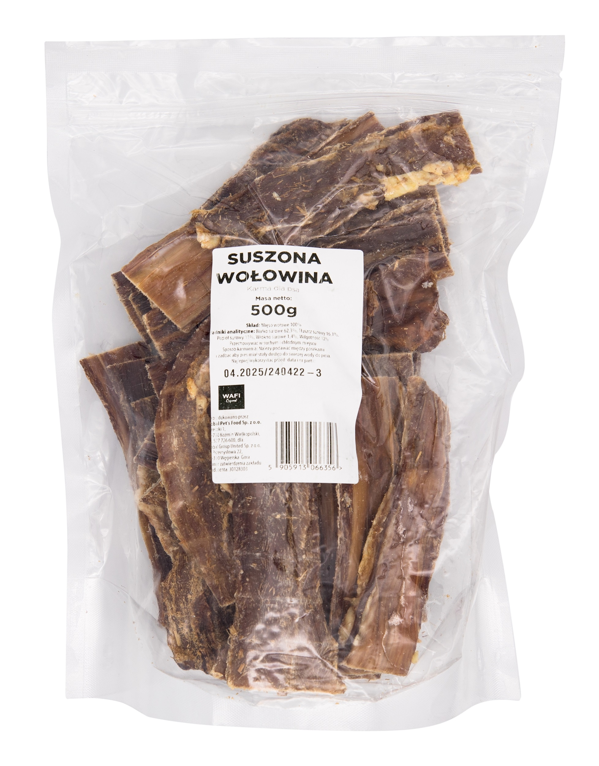 Naturalny Przysmak dla psa WAFI Suszona Wołowina 500g