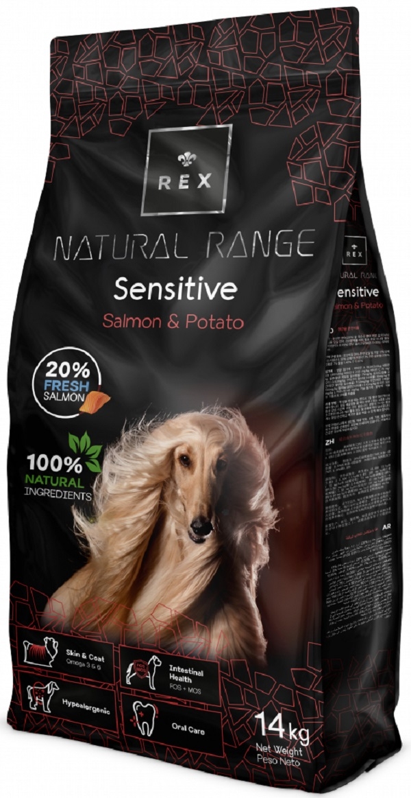 Karma dla psa REX NATURAL RANGE psy aktywne wrażliwe z łososiem 14 kg 