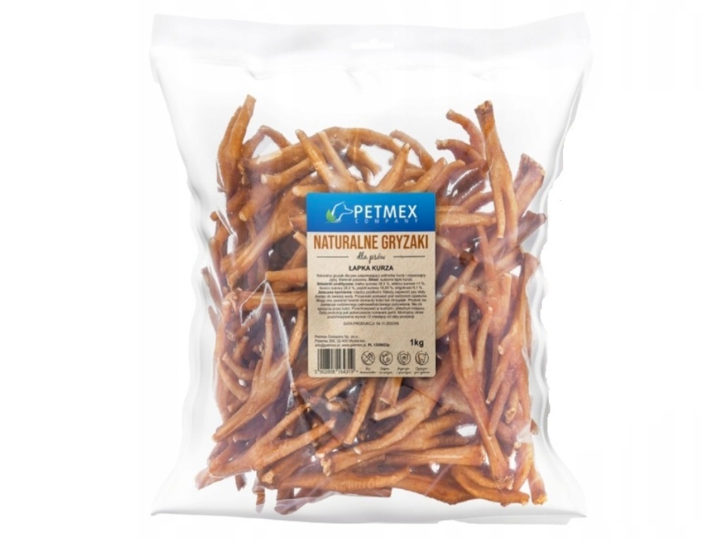 Naturalny Gryzak dla psa Kurze łapki Petmex 1 kg