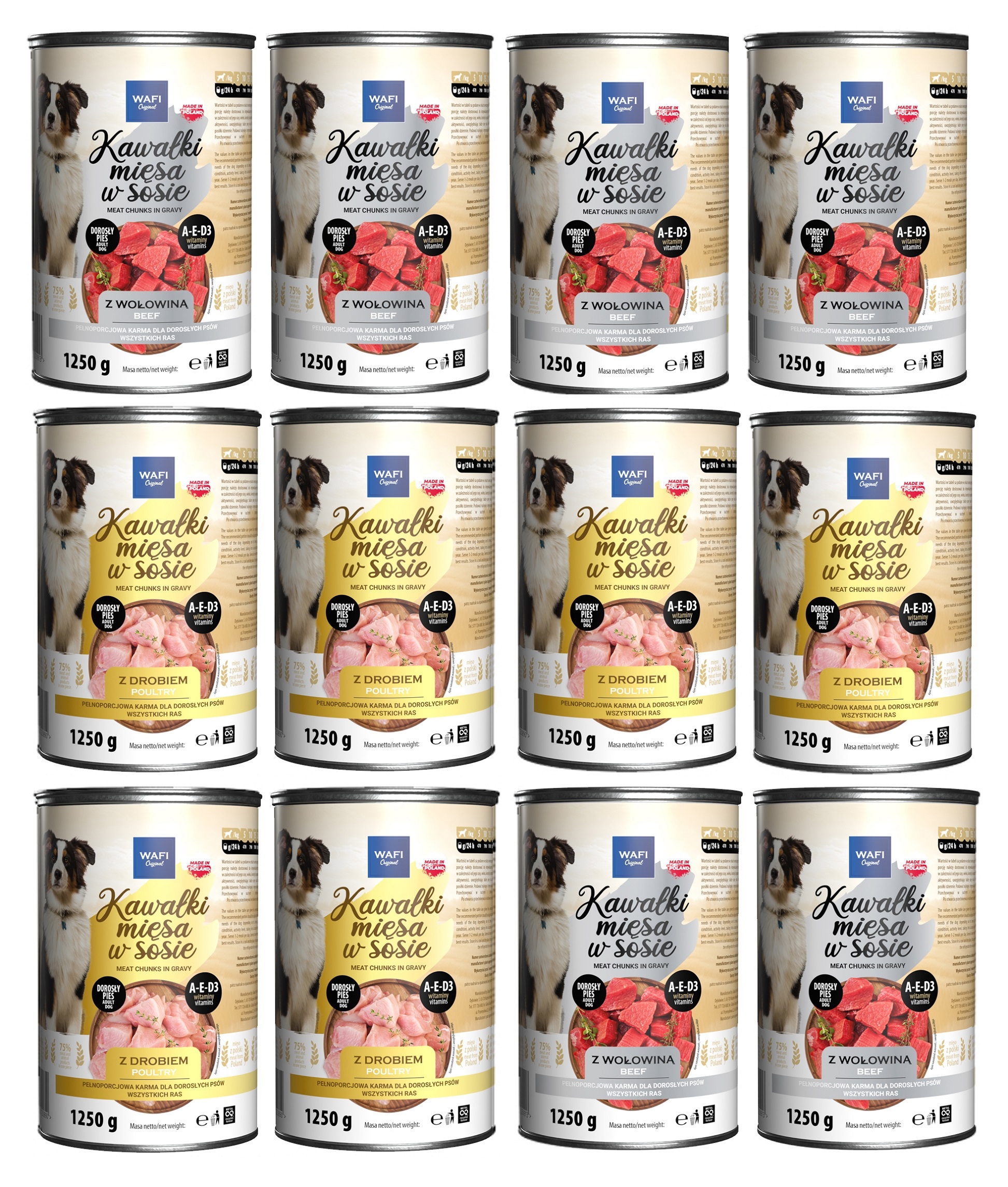 WAFI  Karma dla psa Kawałki w Sosie MIX 12 x 1250g