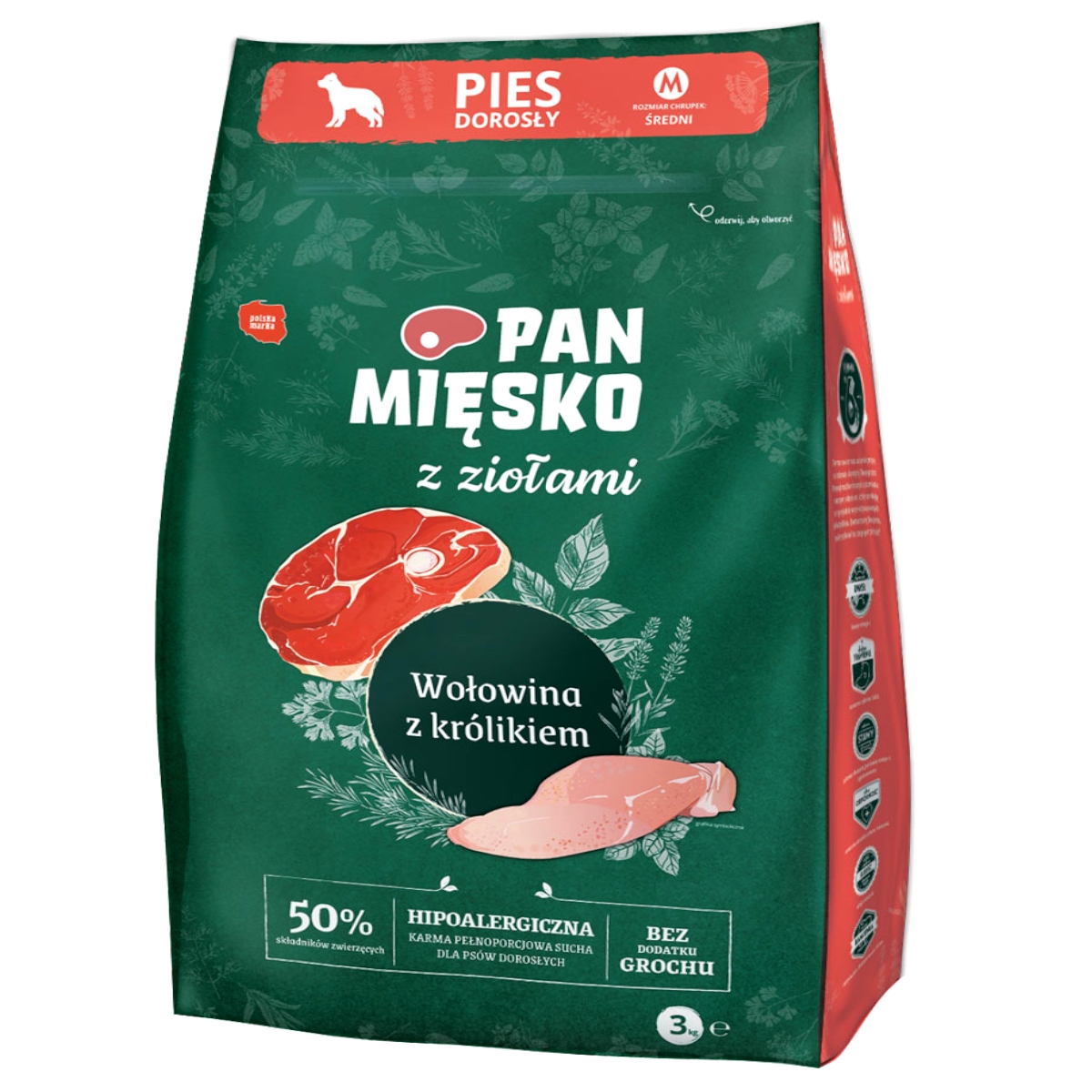 Karma Pan Mięsko z Ziołami Wołowina z Królikiem  3 kg M