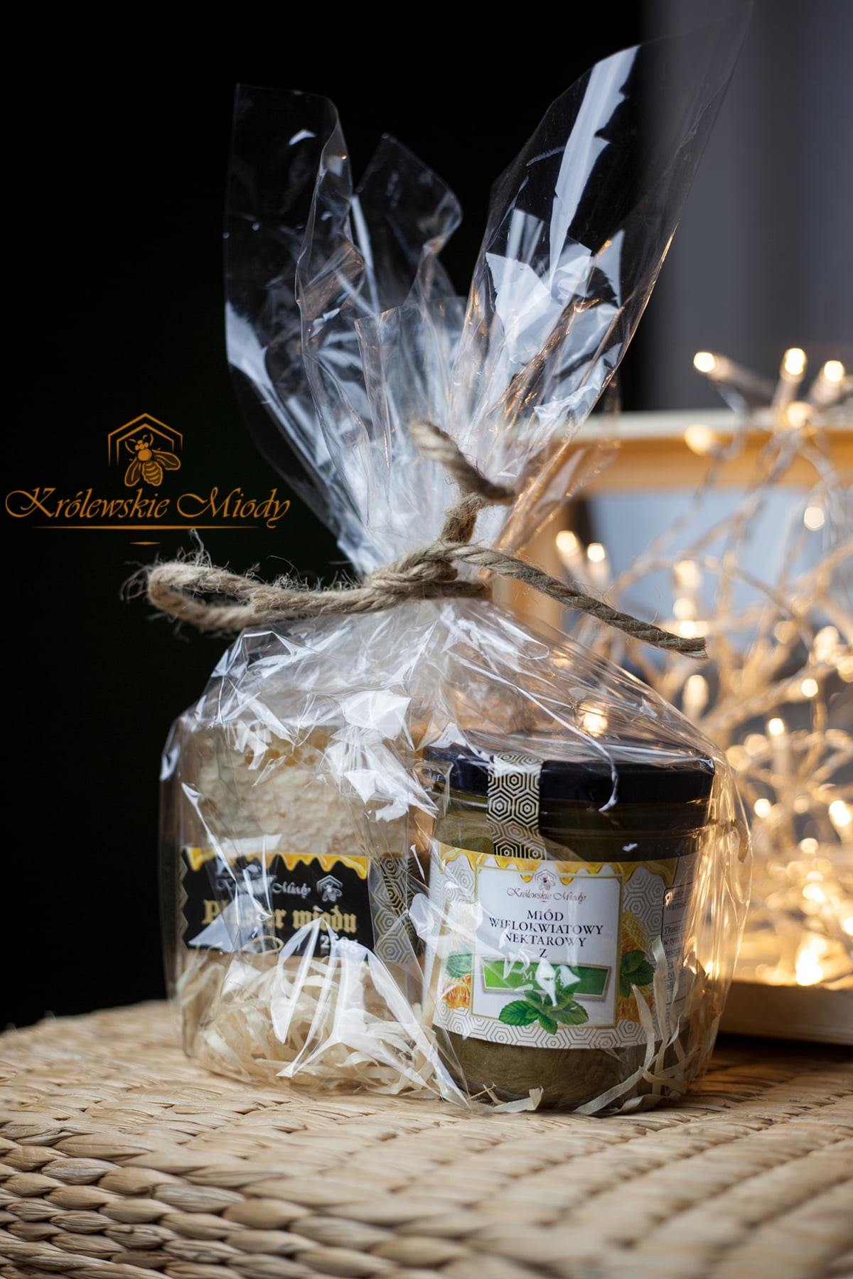 Upominek - Plaster miodu i miód owocowy w celofanie