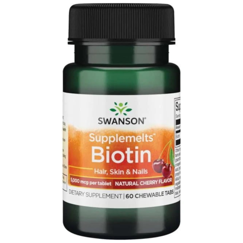 Swanson Biotyna 2500mcg - 60 tabletek do ssania dla pięknych włosów, skóry i paznokci