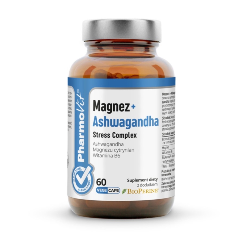 Magnez ashwagandha stress complex bezglutenowe 60 szt.