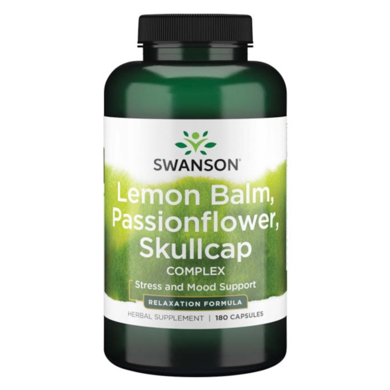 Swanson Lemon Balm Passionflower Skullcap - Naturalne wsparcie dla spokoju i relaksu, 180 kapsułek