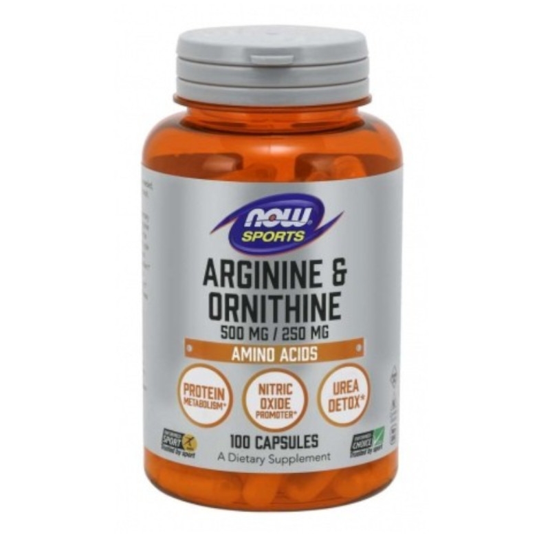 NOW FOODS Arginine & Ornithine 100 kapsułek - Wsparcie dla aktywnych