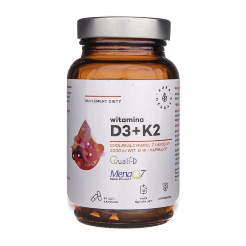 Witaminy Aura Herbals Witamina D3 2000 IU + K2 90 kaps