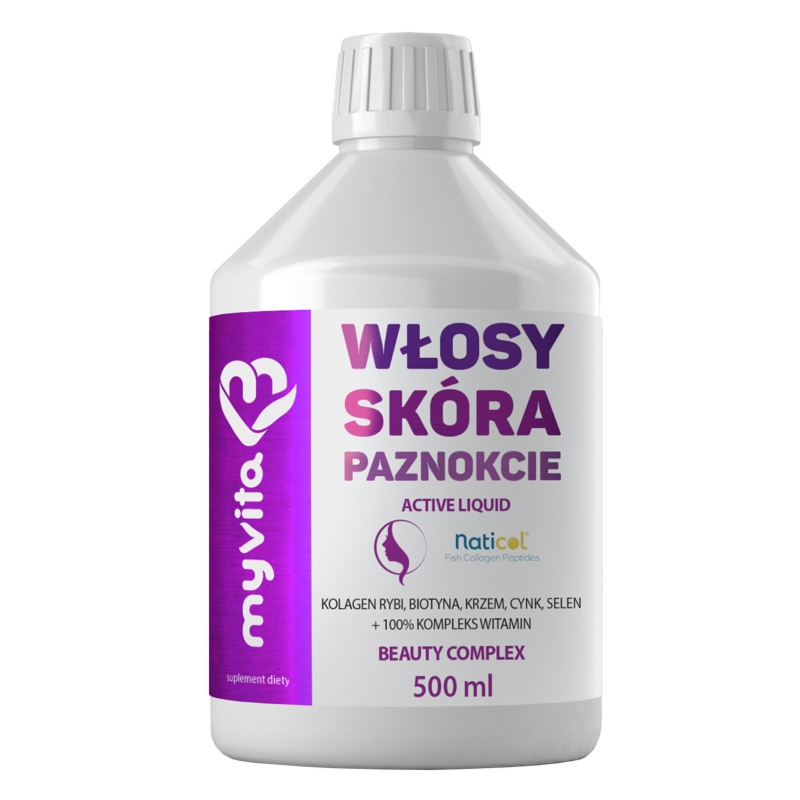MyVita Włosy Skóra Paznokcie Liquid 500ml - Kolagen i Biotyna na Piękny Wygląd
