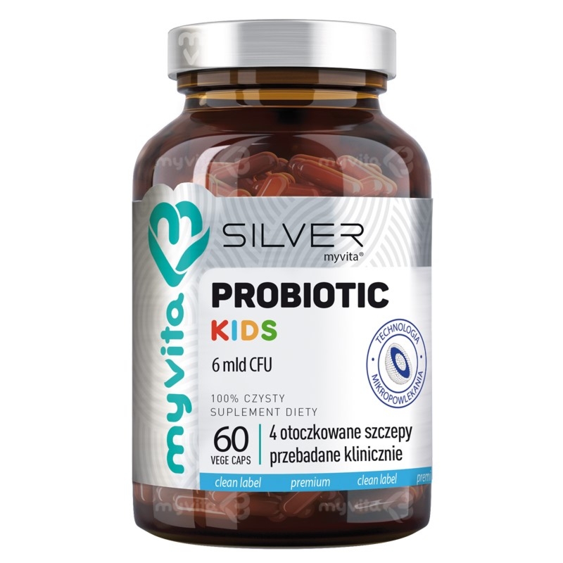 MyVita Silver Pure 100% Probiotyk Kids Wsparcie Jelit Probiotyki dla Dzieci  6mld 60vkaps