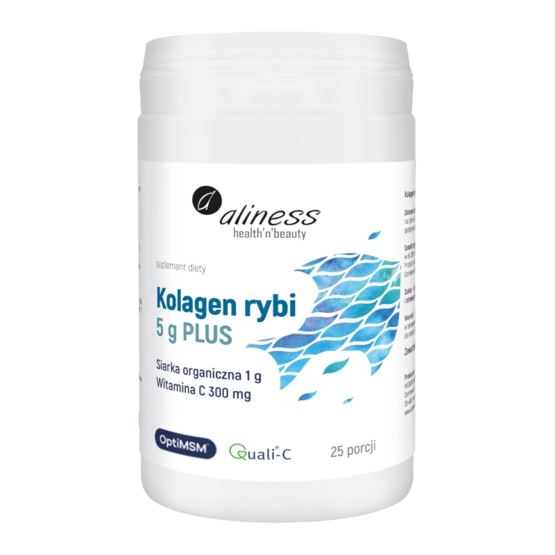 Aliness Kolagen Rybi 5000mg z MSM i Witaminą C - Regeneracja Stawów i Skóry (157.5g)