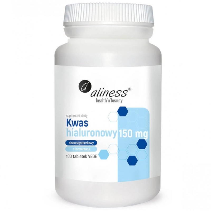 Aliness Kwas Hialuronowy Niskocząsteczkowy - Nawilżona Skóra i Wsparcie Stawów - 100 tabletek