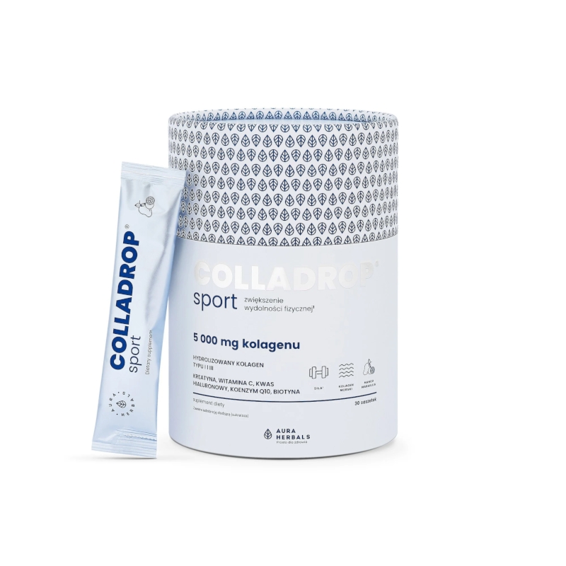 Aura Herbals Colladrop Sport - Kolagen morski 5000 mg, 30 saszetek