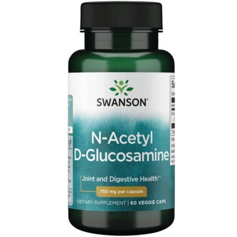 Swanson N-Acetyl D-Glucosamine 750mg - 60 Kapsułek dla Zdrowych Stawów i Trawienia