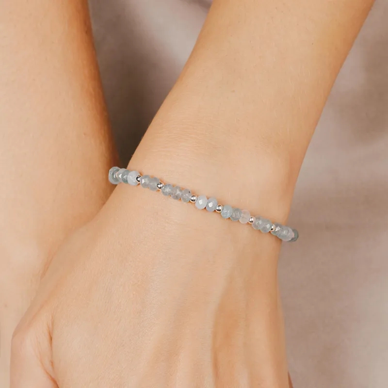 Jadeit - srebrna bransoletka na odwagę, radość, sukces - Pocałunek Słońca