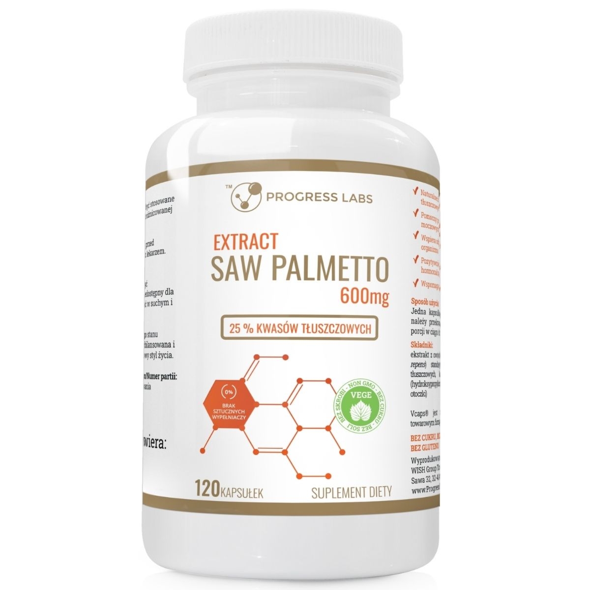 Palma Sabałowa Saw Palmetto 600 mg Progress Labs - 120 kapsułek