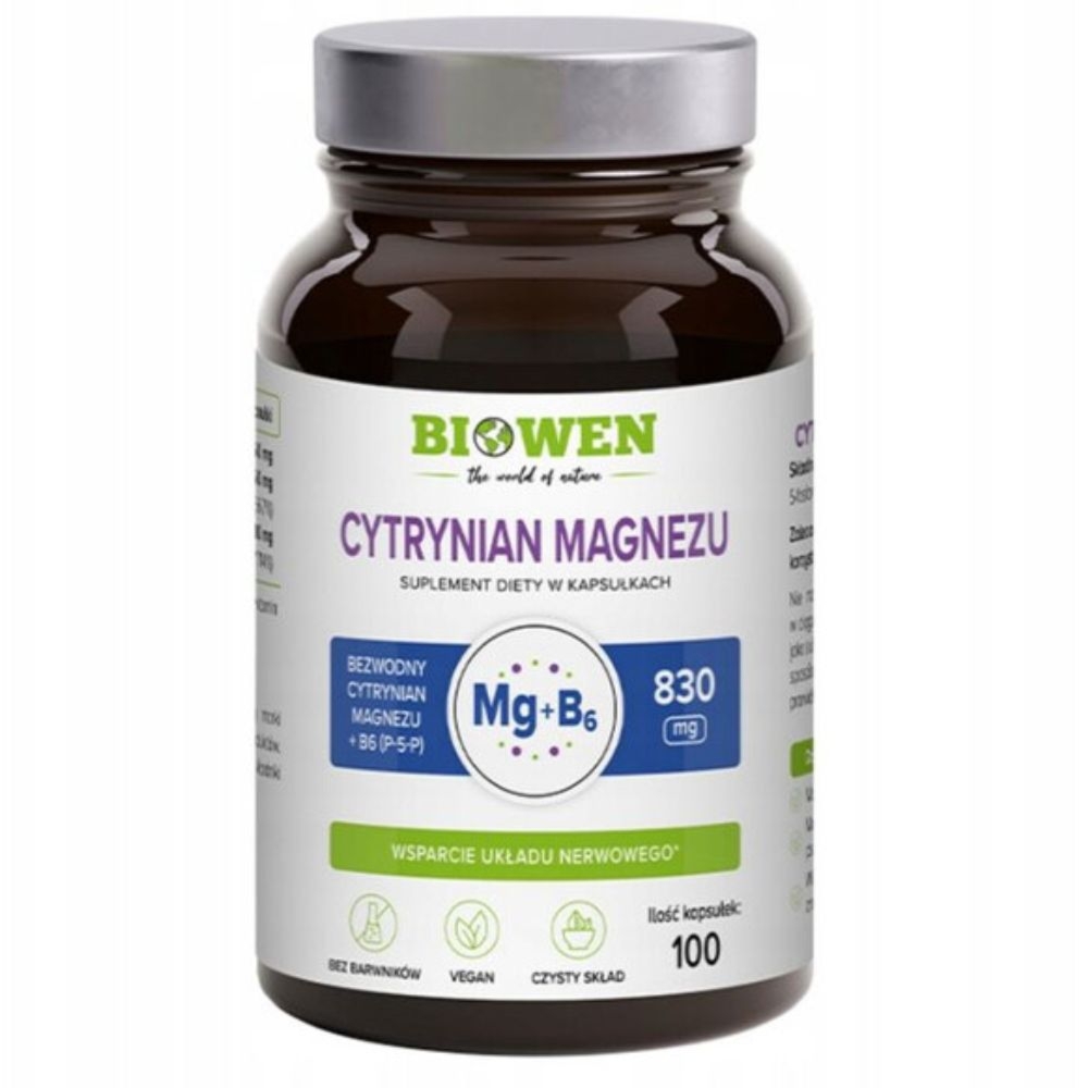 Biowen Cytrynian magnezu 825 mg + B6 (P-5-P)