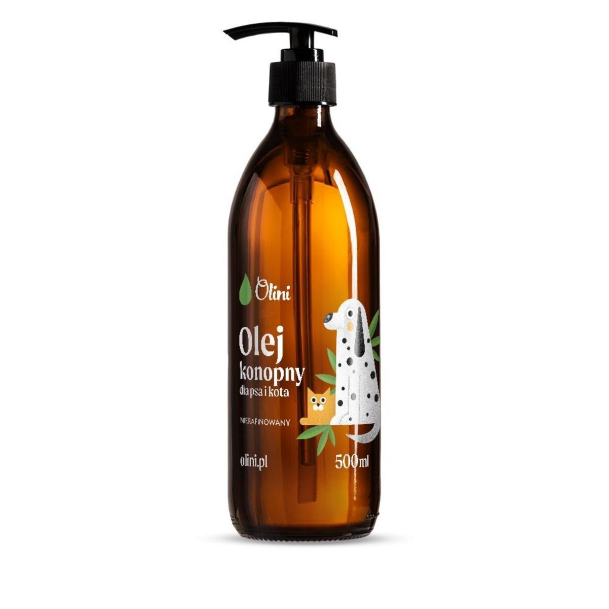 Olej konopny dla psa i kota Olini 500 ml - wsparcie skóry i sierści