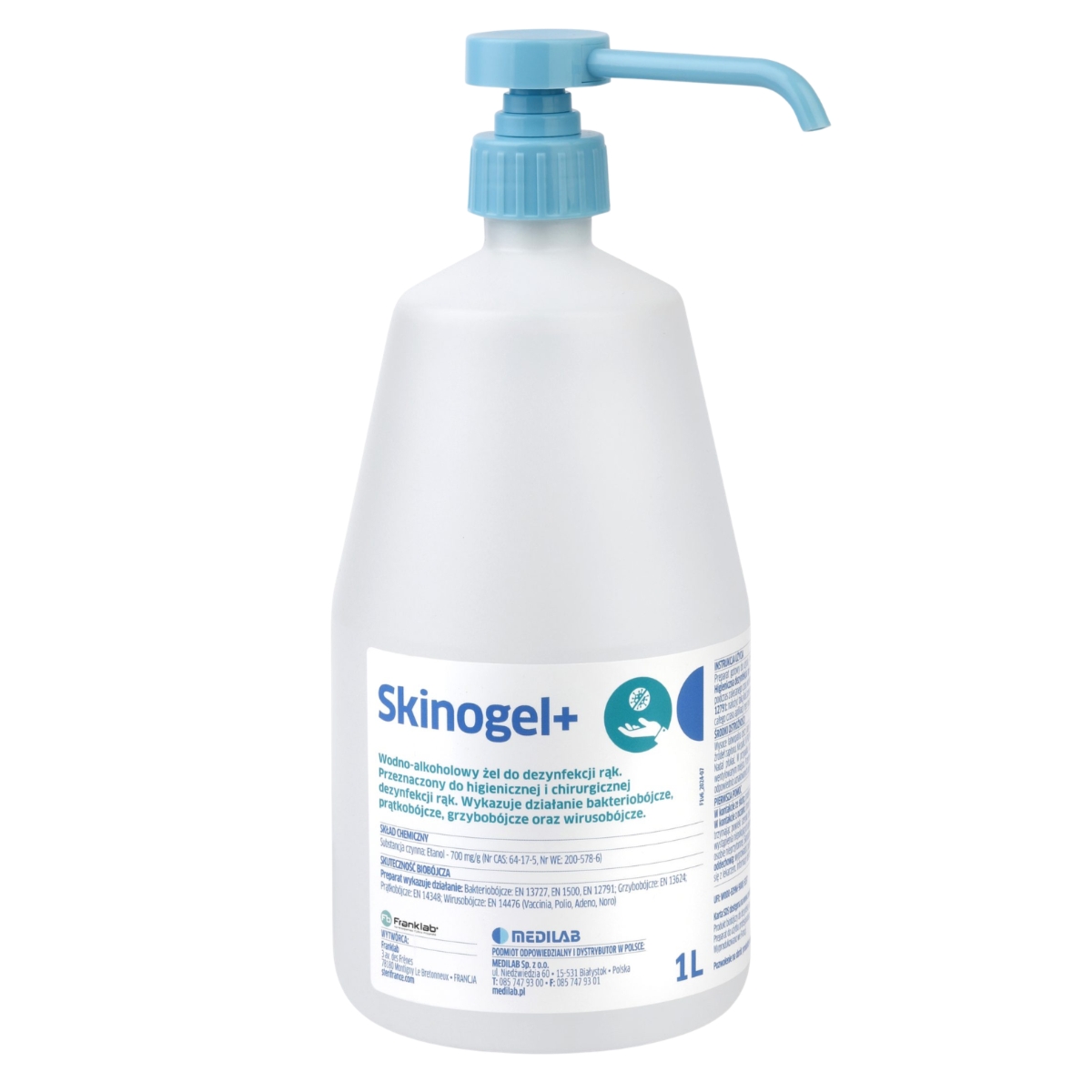 Żel do higienicznej i chirurgicznej dezynfekcji rąk Skinogel+ 1 l