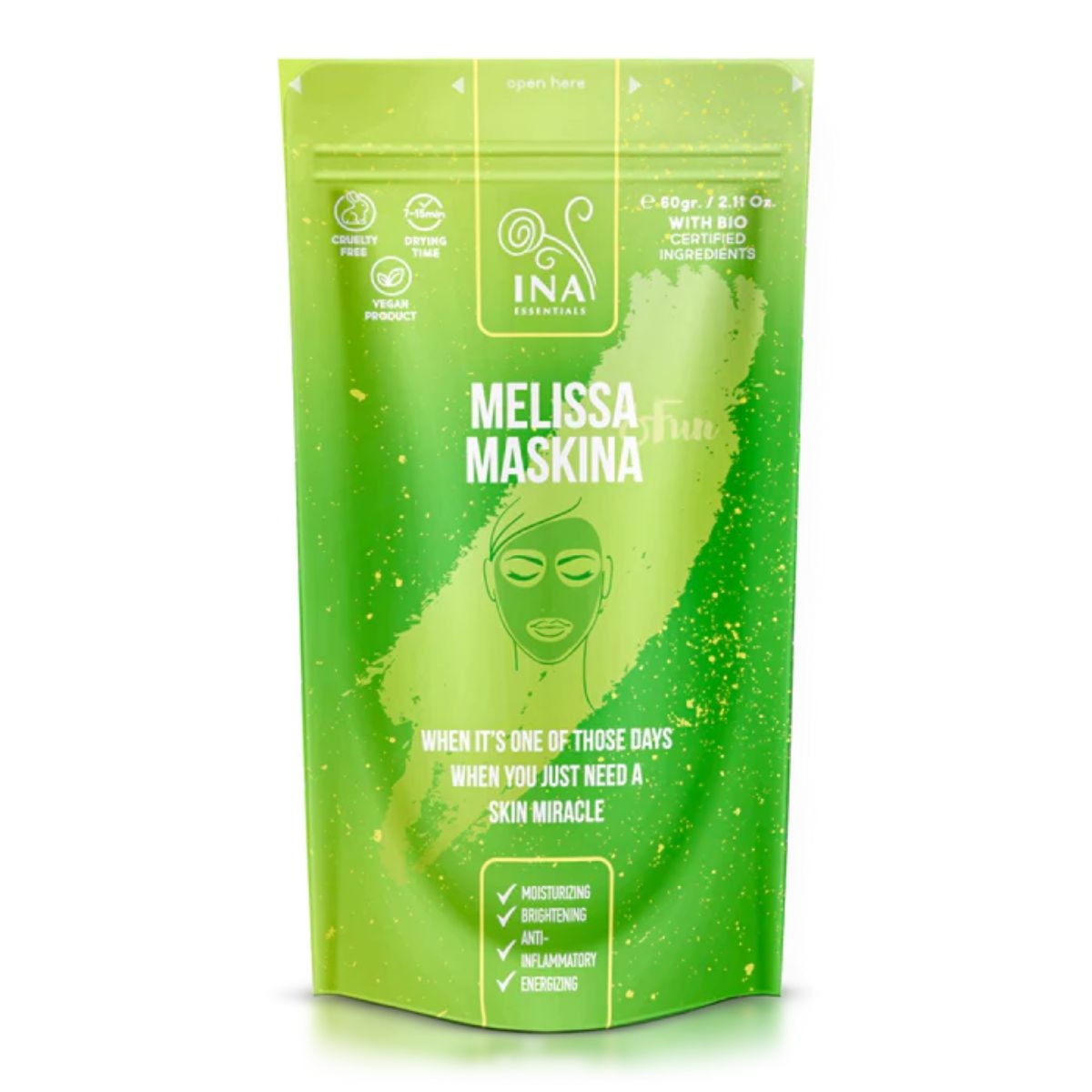 InaEssentials Maska Melisowa na twarz - intensywna pielęgnacja skóry - 60g