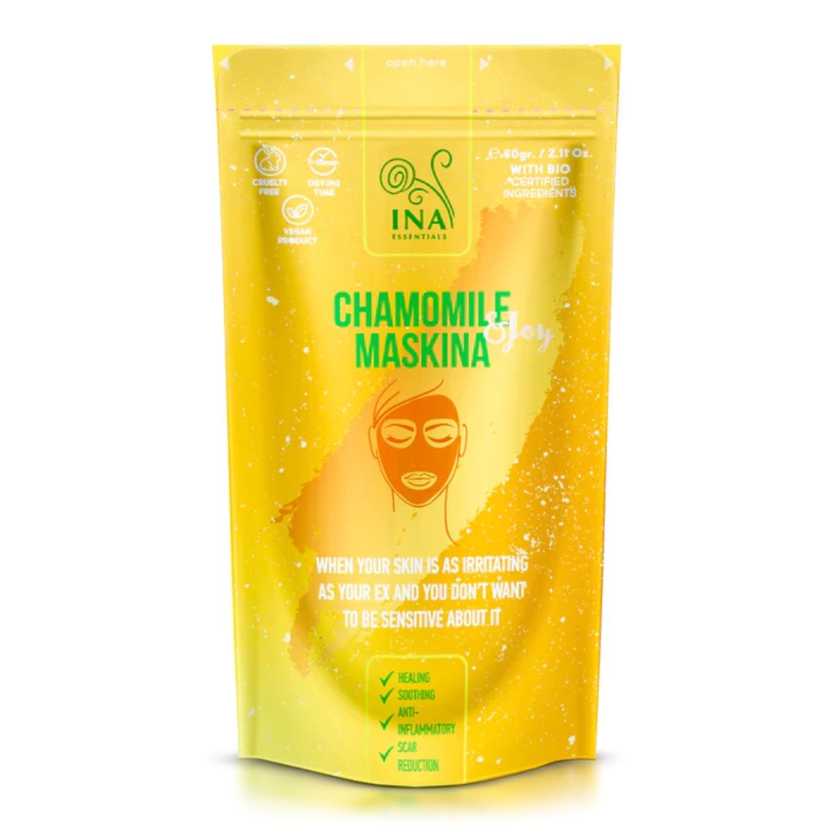 InaEssentials Maska rumiankowa na twarz - intensywna pielęgnacja skóry - 60g