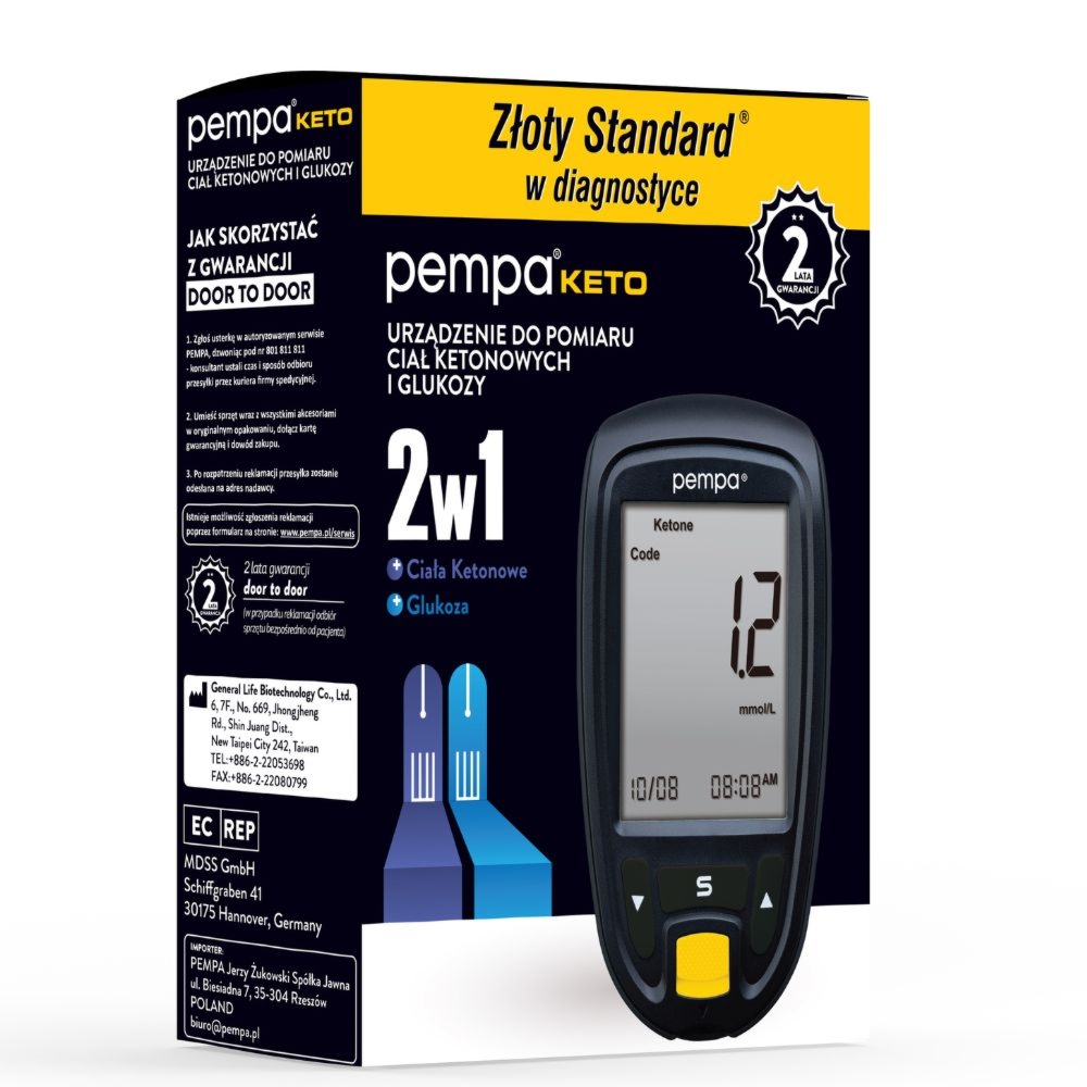 Glukometr i analizator ketonów CHDE PEMPA KETO 2w1 - zestaw