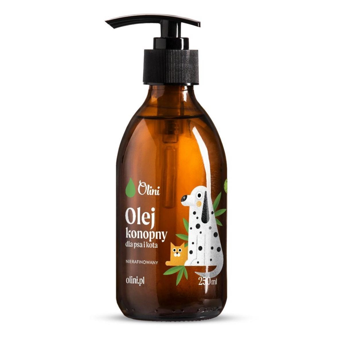 Olej konopny dla psa i kota Olini 250 ml - wsparcie skóry i sierści