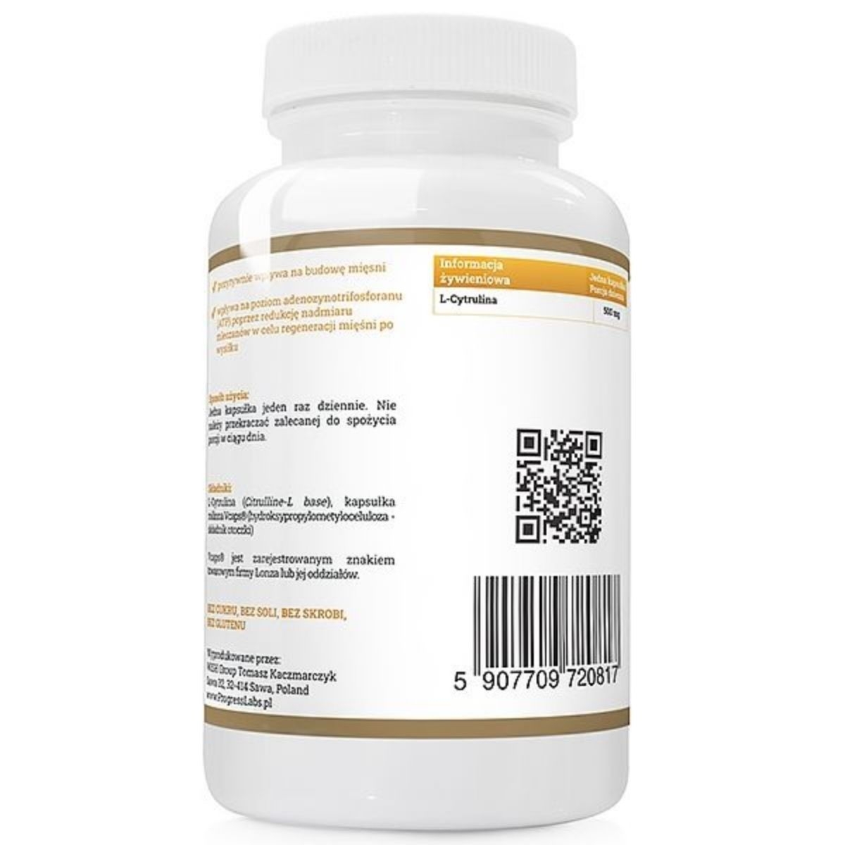 L-cytrulina 500 mg Progress Labs - 120 kapsułek wege