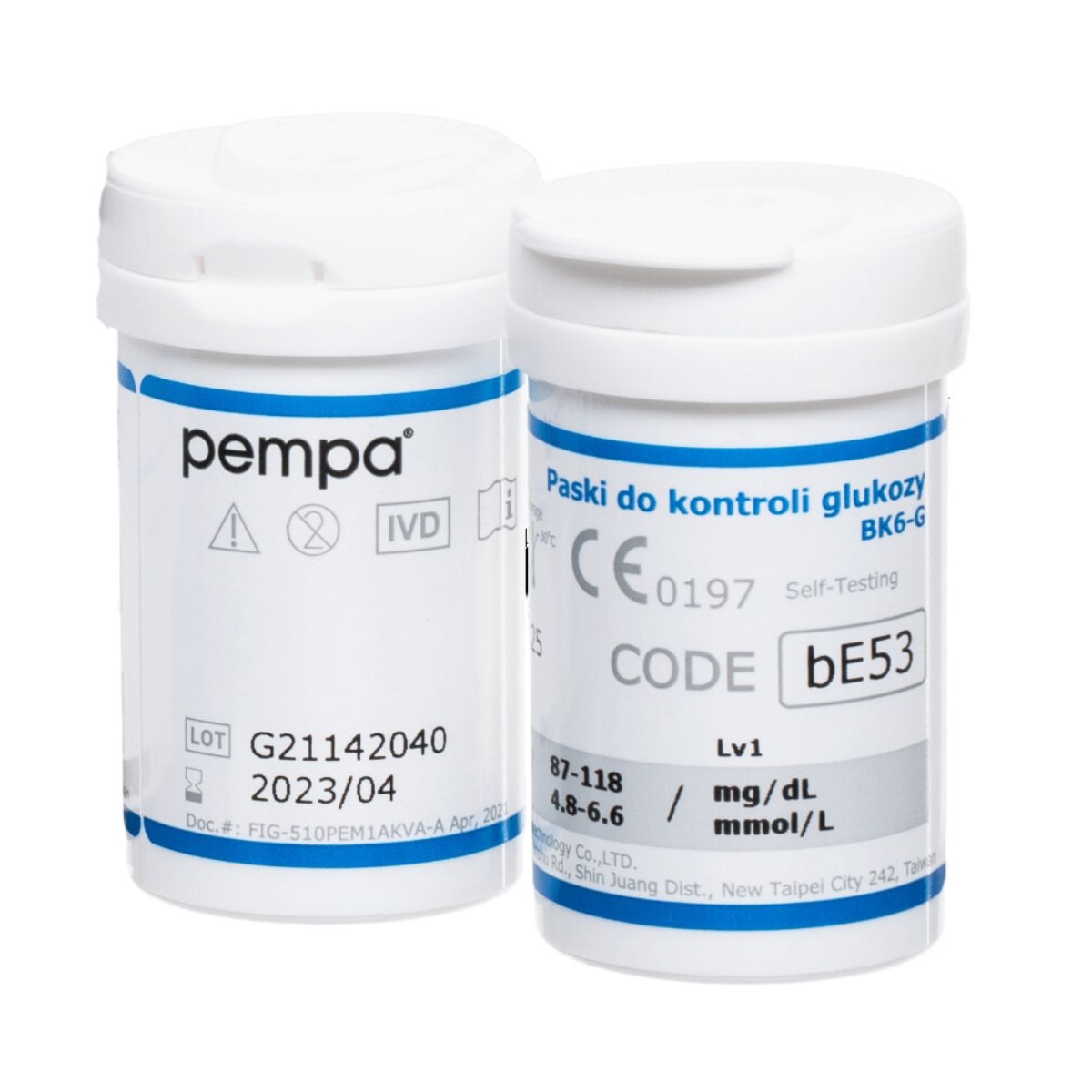 Paski do pomiaru glukozy we krwi Pempa BK6-G - 10 sztuk