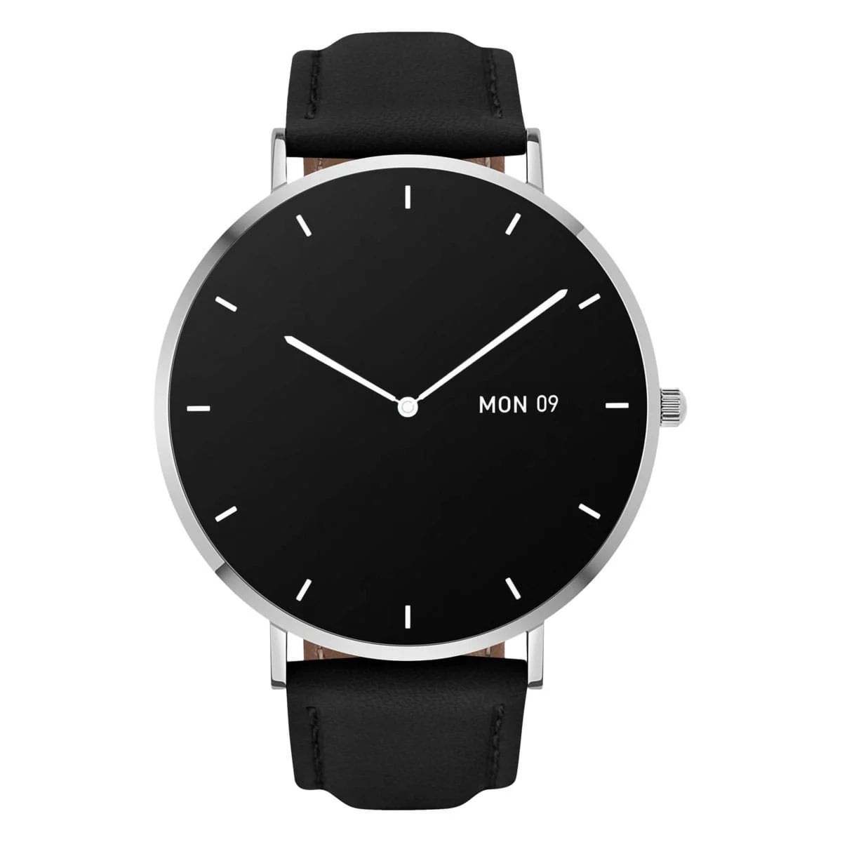 Garett Smartwatch Verona srebrno-czarny skórzany