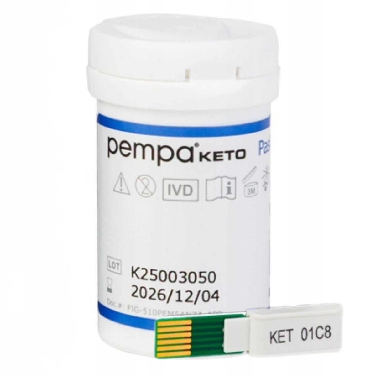Paski do pomiaru ciał ketonowych Pempa Keto 10 sztuk, 1 pasek kodujący
