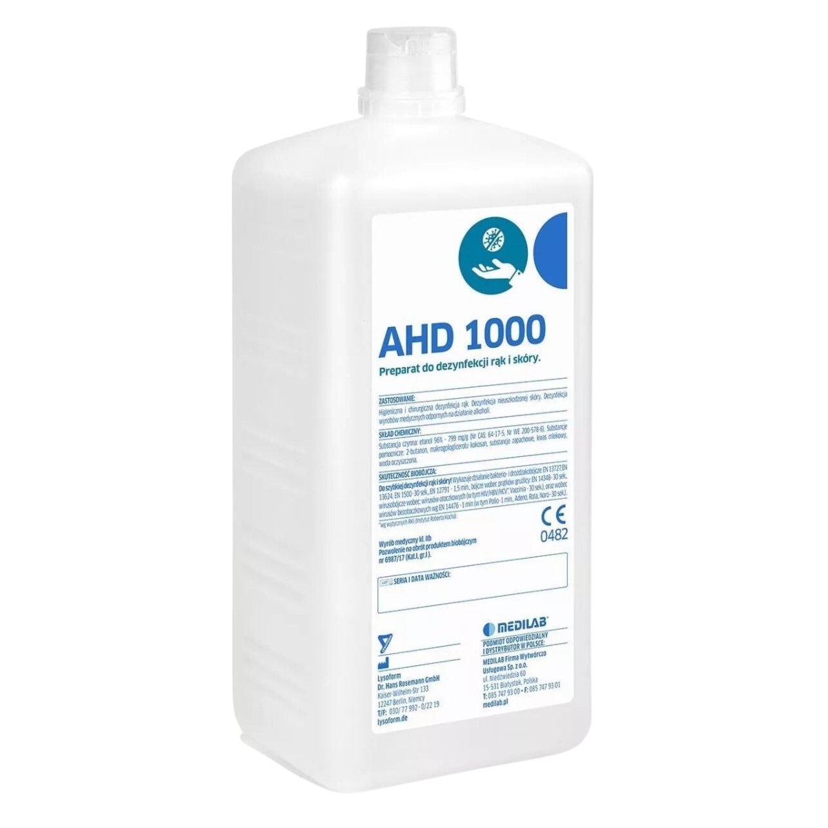 AHD 1000 do higienicznej i chirurgicznej dezynfekcji skóry - 1000ml
