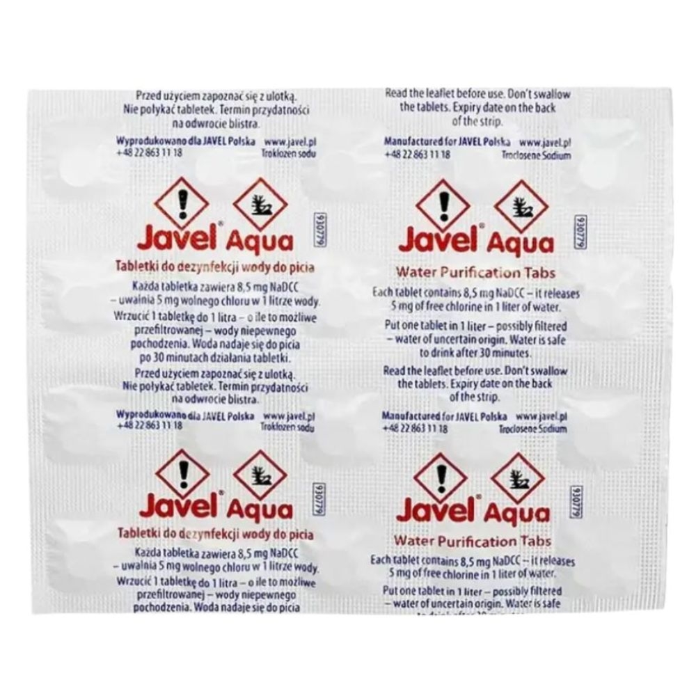 Javel Tabletki do dezynfekcji wody pitnej Aqua blister *20 sztuk