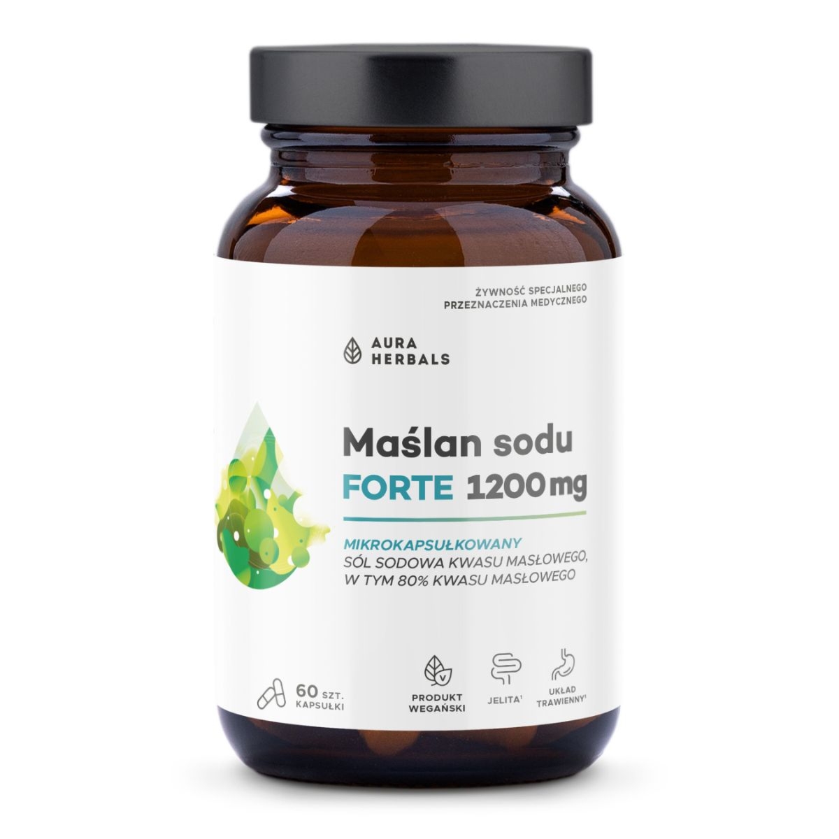Maślan sodu 1200 mg Aura Herbals Mikrokapsułkowany - 60 kapsułek