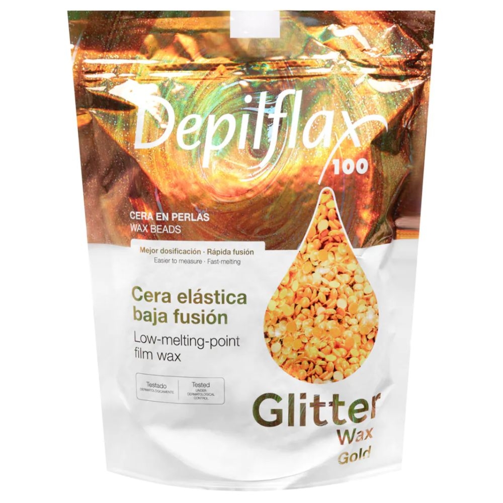 Elastyczny wosk do depilacji o niskiej temperaturze topnienia  perłowy złoty - 1 kg