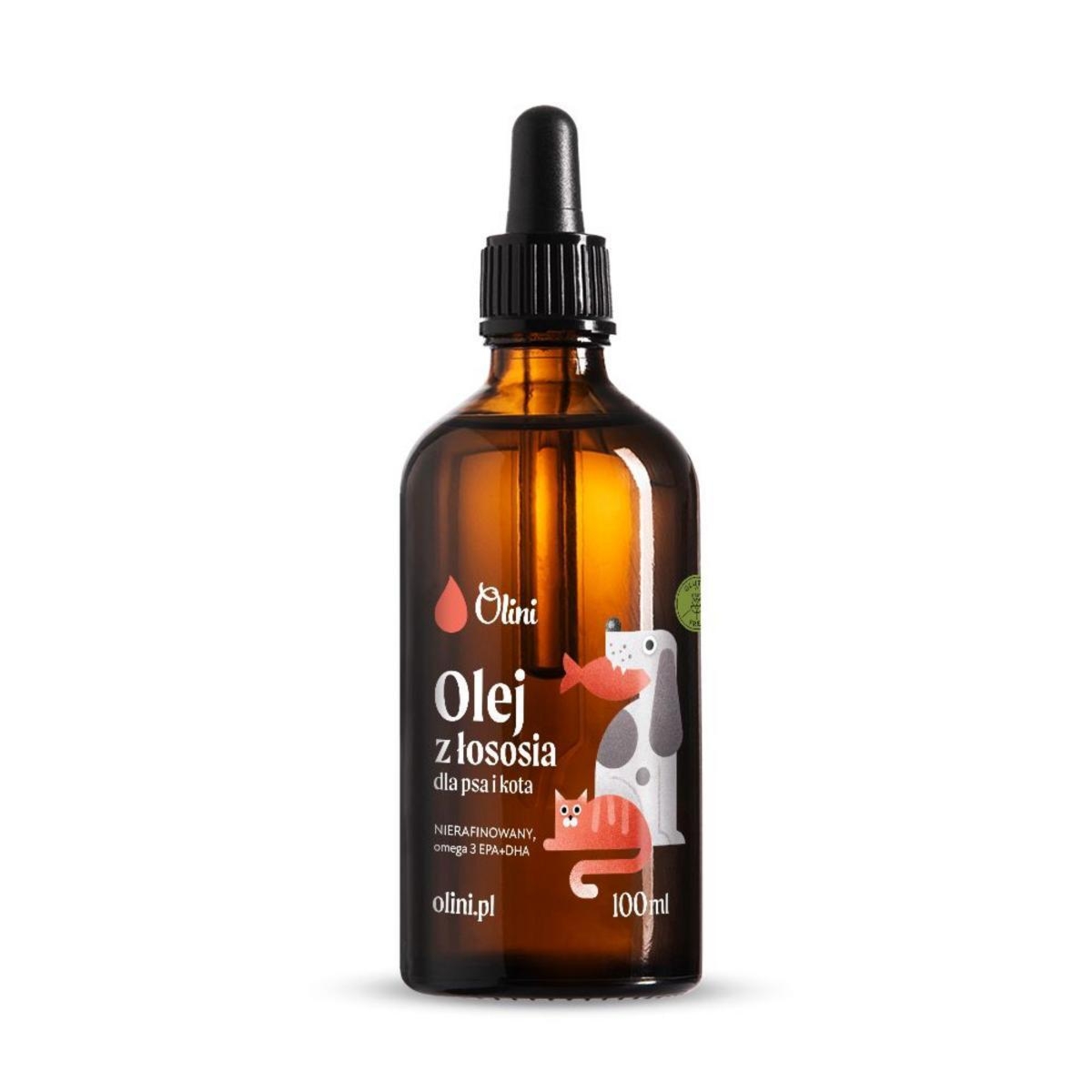Olej z łososia dla psa i kota Olini 100 ml - źródło kwasów omega-3 EPA DHA