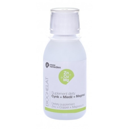 Invex Remedies Biochelat Zn-Cu-Mg  Dla osób aktywnych fizycznie i starszych, odkwasza organizm 150 ml