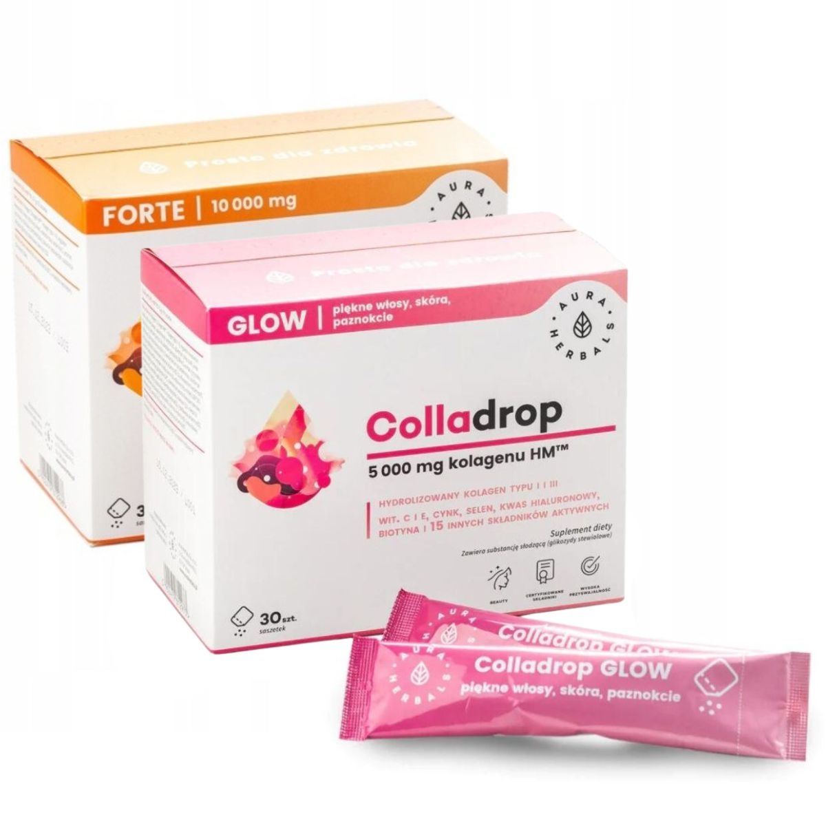 Aura Herbals Zestaw Colladrop Forte + Glow
