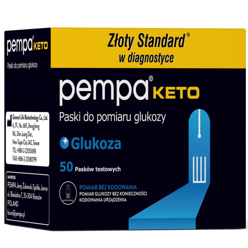 Paski do pomiaru glukozy Pempa KETO 50 szt. – bez kodowania