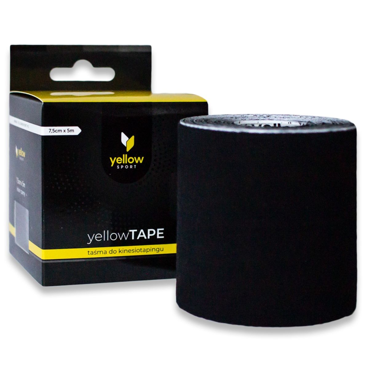 YellowTAPE Taśma do kinesiotapingu - Czarny - 7,5 cm