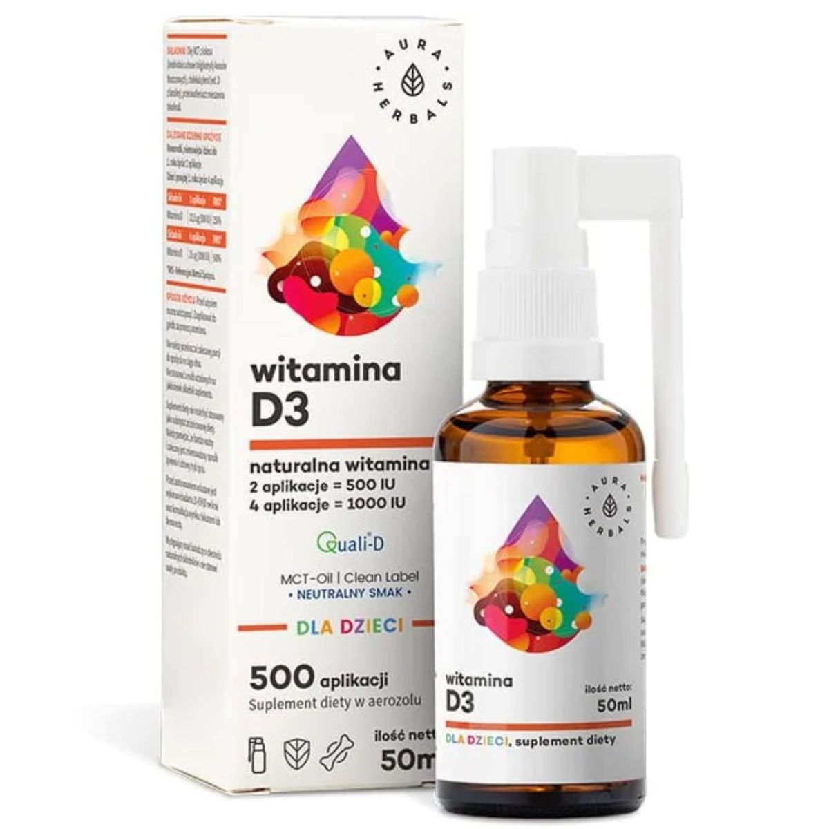 Aura Herbals Witamina D3 dla dzieci MCT - aerozol 50 ml