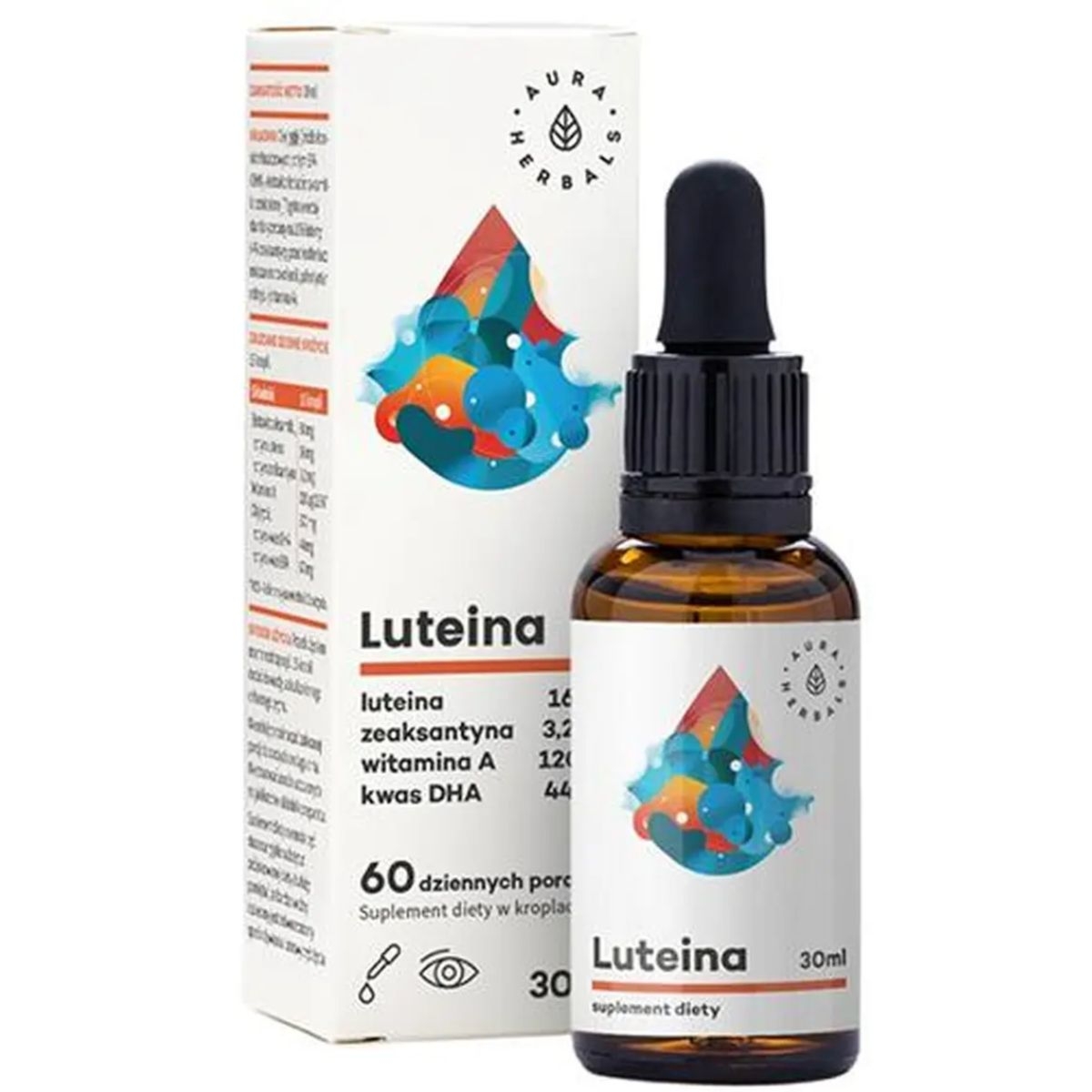Aura Herbals Luteina + Witamina A + DHA + Zeaksantyna - krople 30 ml