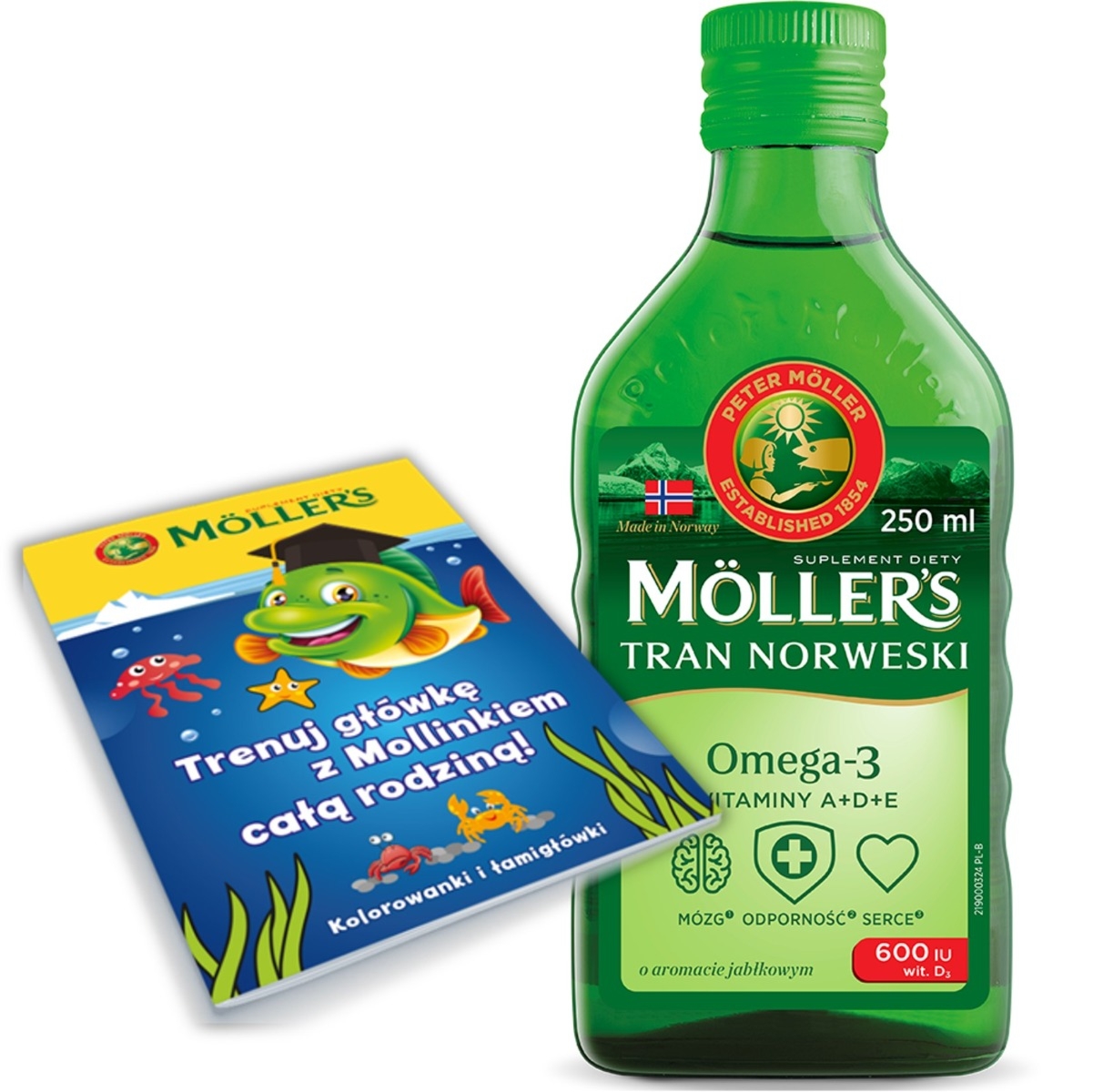 Zdjęcia - Witaminy i składniki mineralne Moller's Tran Norweski smak jabłkowy - 250ml - Mollers