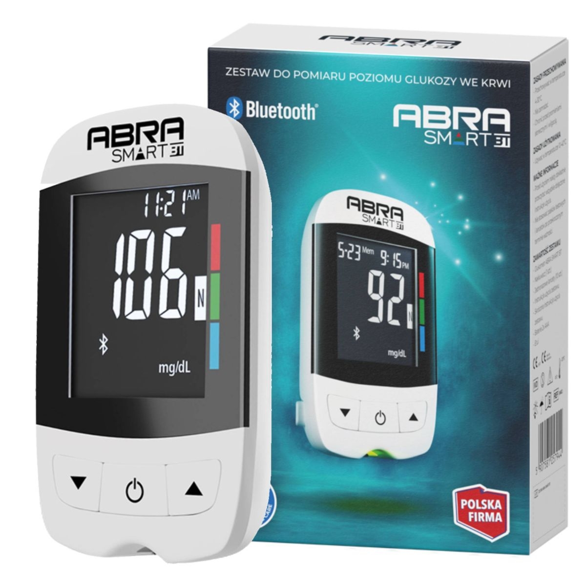 Biały glukometr Abra Smart BT - Bluetooth, Istel Health