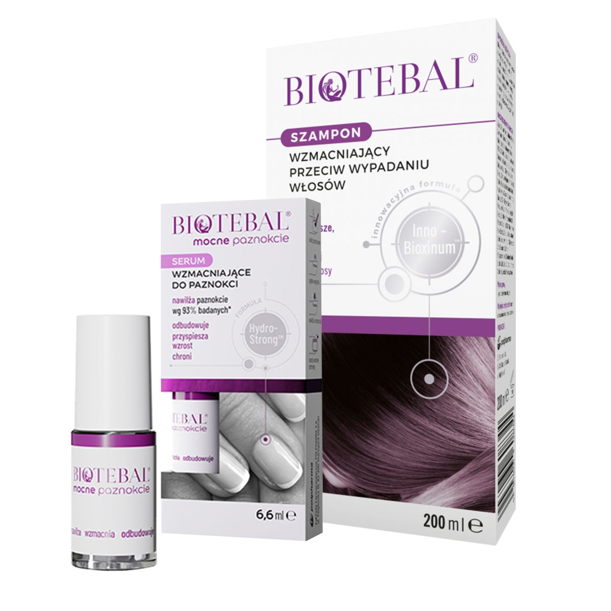 Zestaw Biotebal Szampon przeciw wypadniu włosów 200 ml + Mocne Paznokcie 6,6 ml
