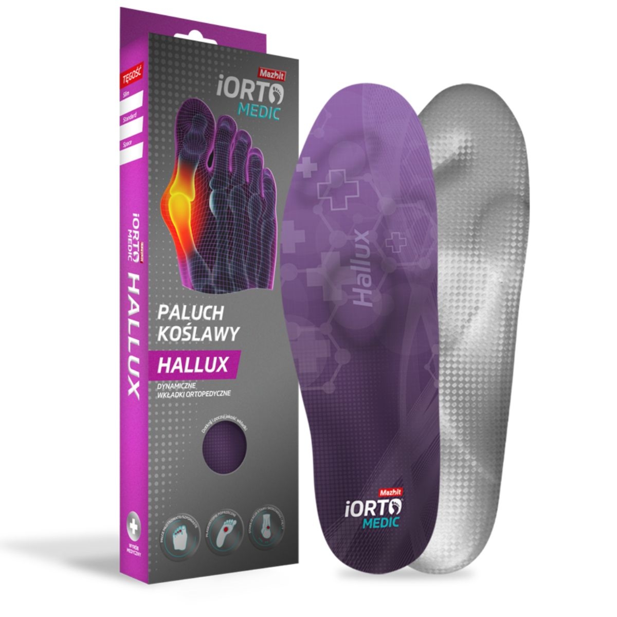 Wkładki do butów na haluksy, paluch koślawy - 45