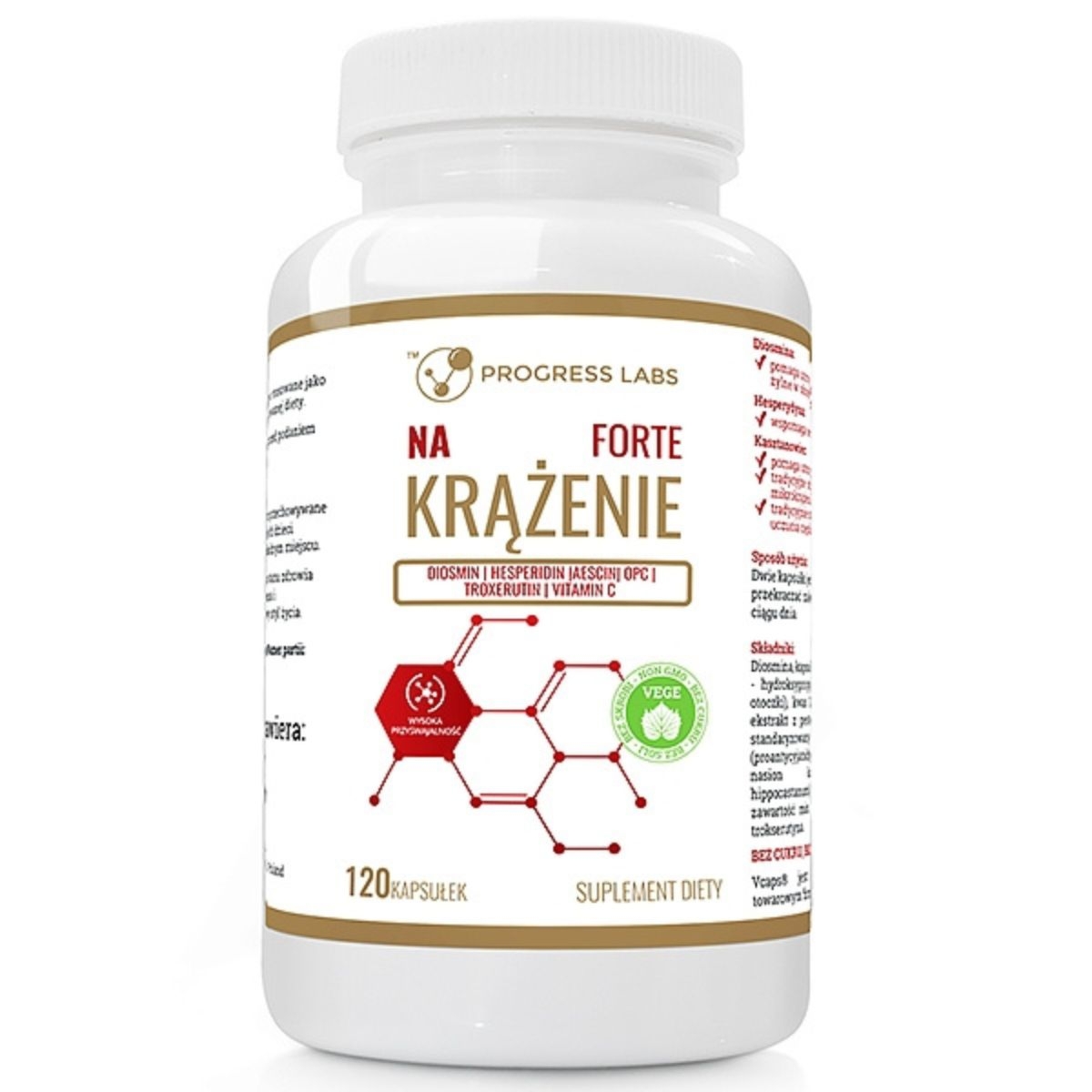 NA KRĄŻENIE Forte Kasztanowiec Diosmina Progress Labs - 120 kapsułek