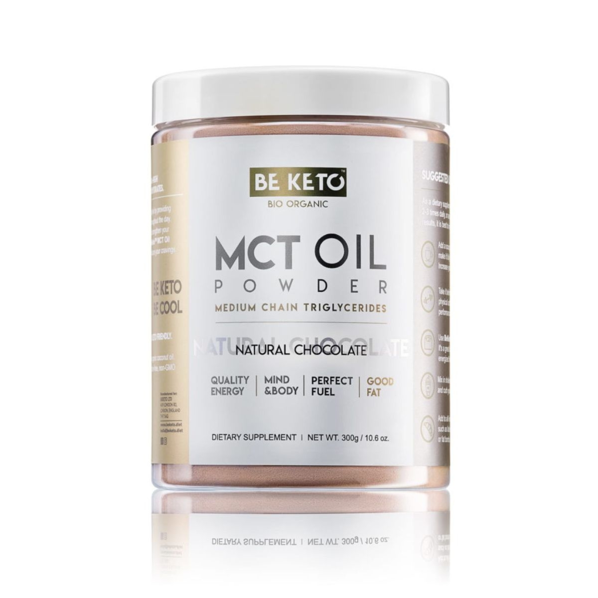 BeKeto Olej MCT w proszku 300g - Naturalna Czekolada