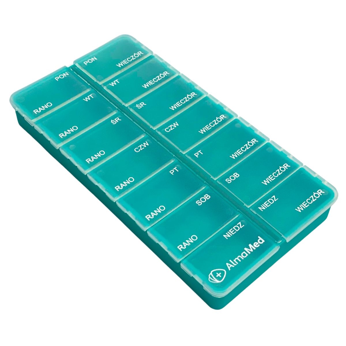 Tygodniowa kasetka na leki, organizer, pillbox - 7x2 - AlmaMed