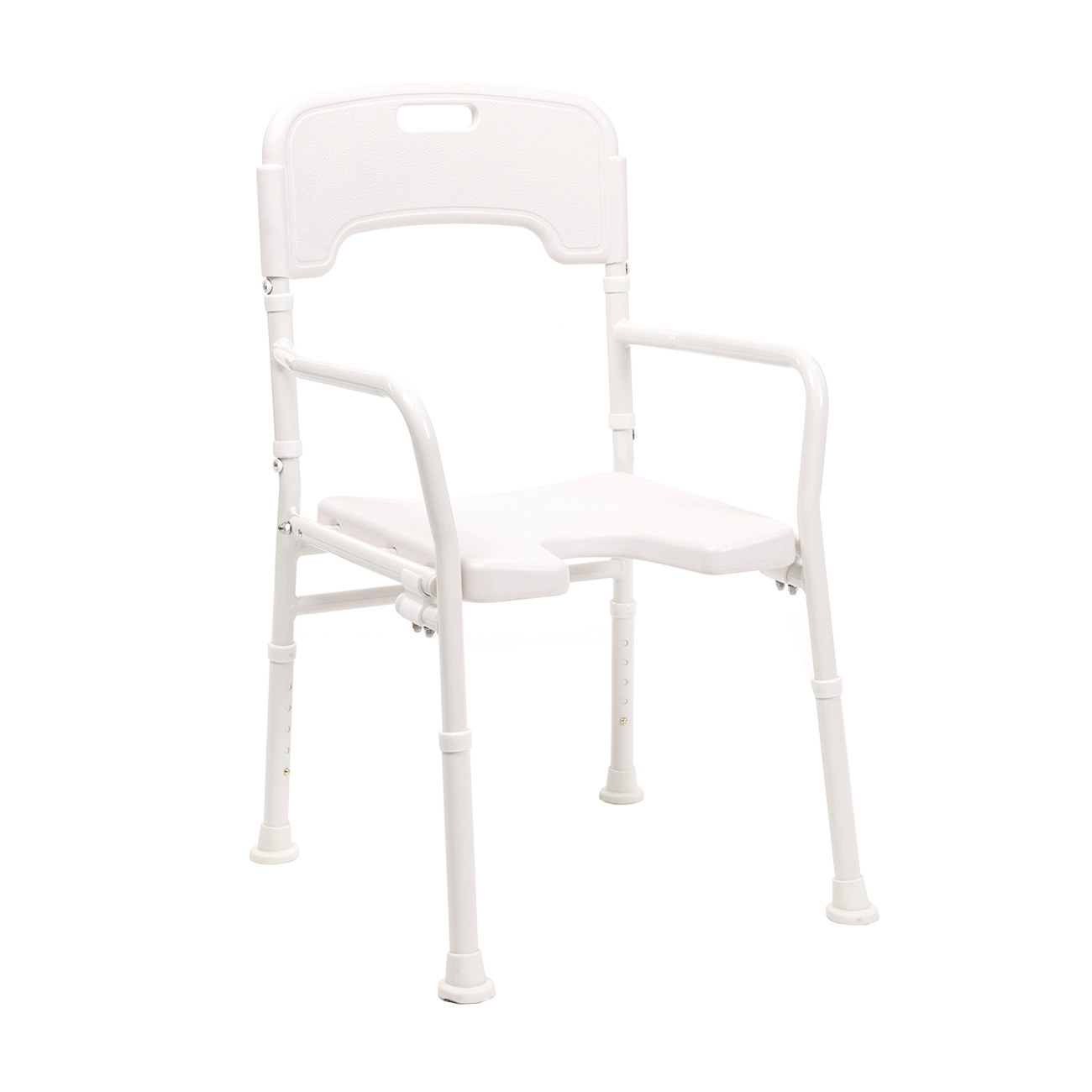 Składane krzesło aluminiowe prysznicowe Vermeiren LALY - Z wcięciem, z oparciem, z podłokietnikami